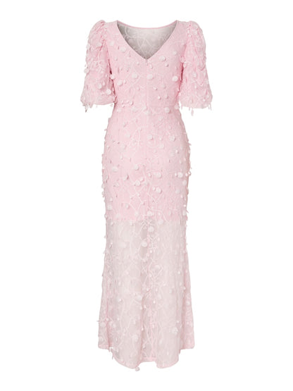YASBEATE 2/4 PUFF ANKLE DRESS - BALLERINA