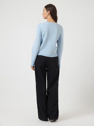 YASELENA SS KNIT CARDIGAN - SKYWAY