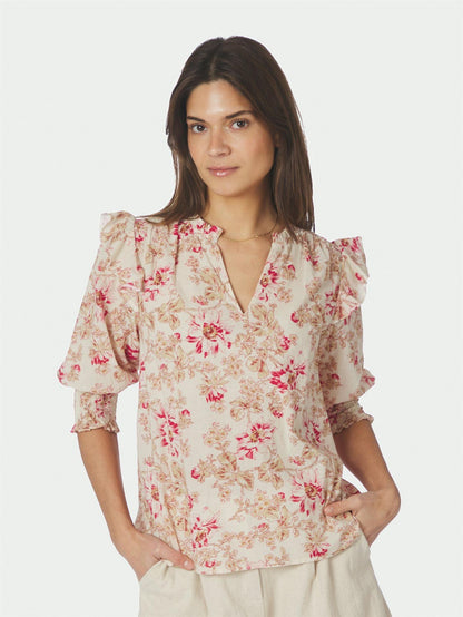 Davina Flower Rose Blouse - Rose