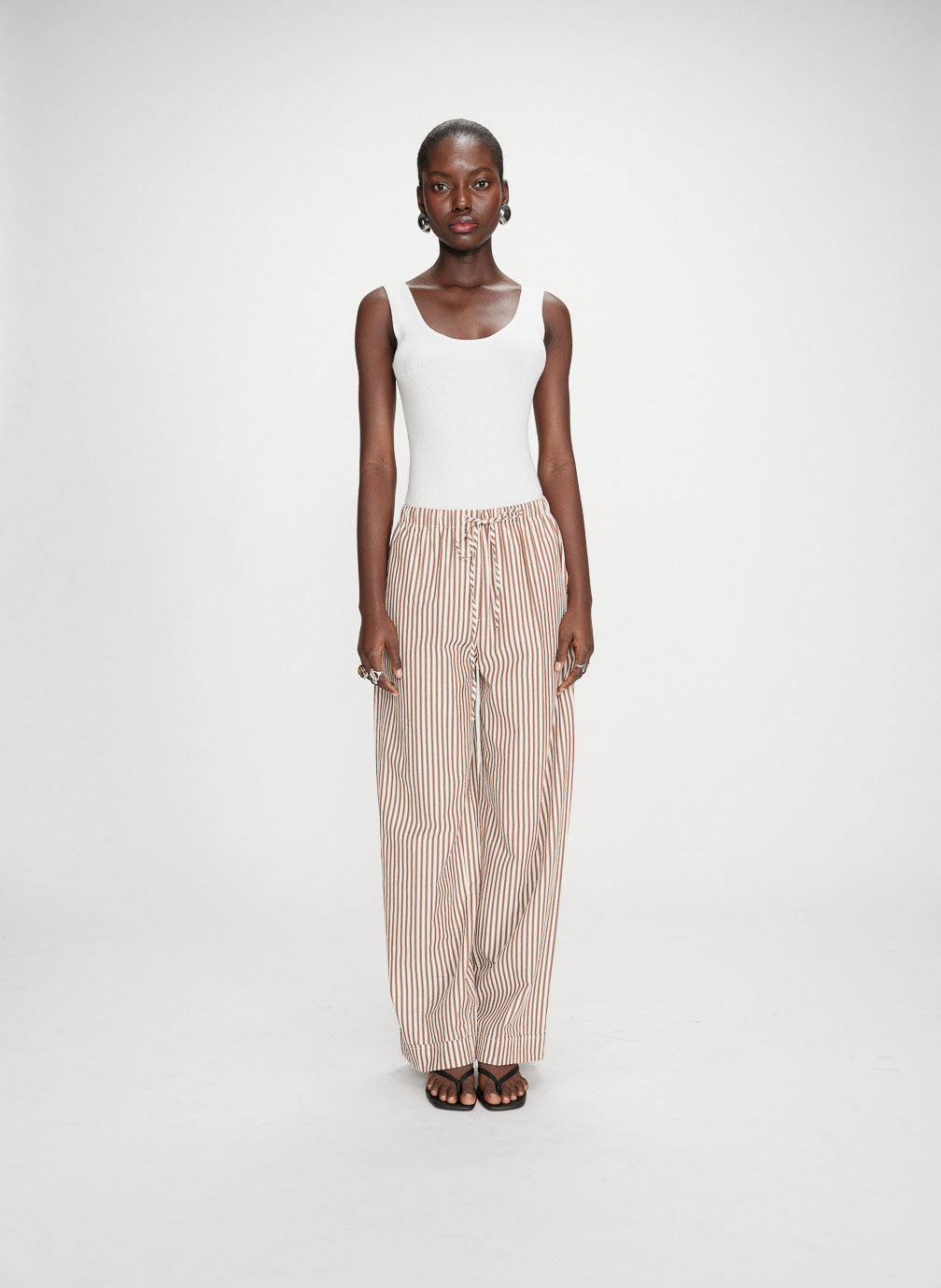 Volute Stripe Pants - Mocha