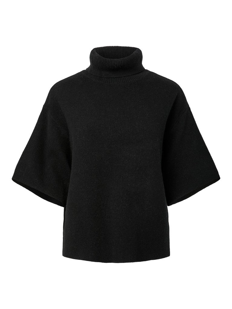 YASEMILIA 2/4 ROLL NECK KNIT PULLOVER - BLACK