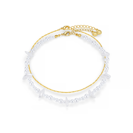 Mixed Pearl & Chip 2-Row Anklet