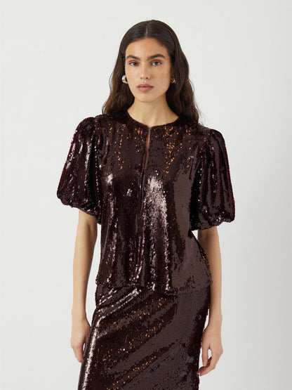 YASROYALINA 2/4 SEQUIN TOP - PORT ROYALE