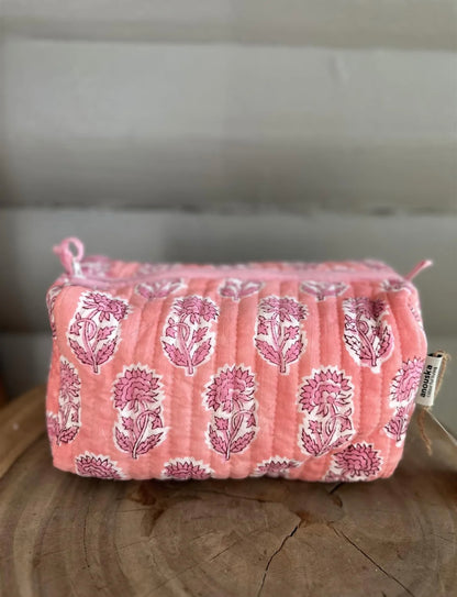 Toalettmappe Blokktrykket - Clover Peach