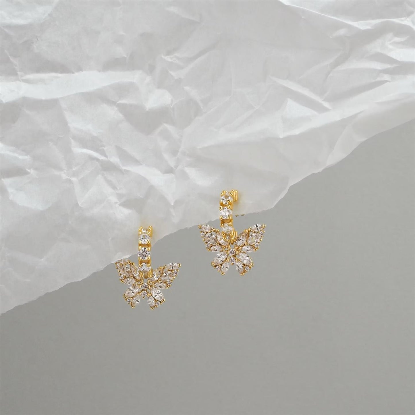 Big Crystal Butterfly Hoops