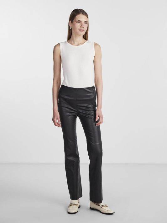 YASZELLU BOOTCUT LEATHER PANT - BLACK