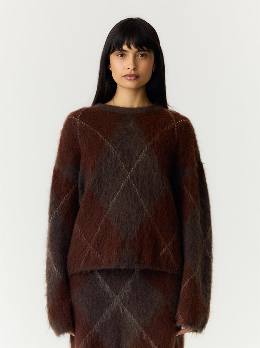 YASARGY LS MOHAIR BLEND KNIT PULLOVER - COFFE BEAN