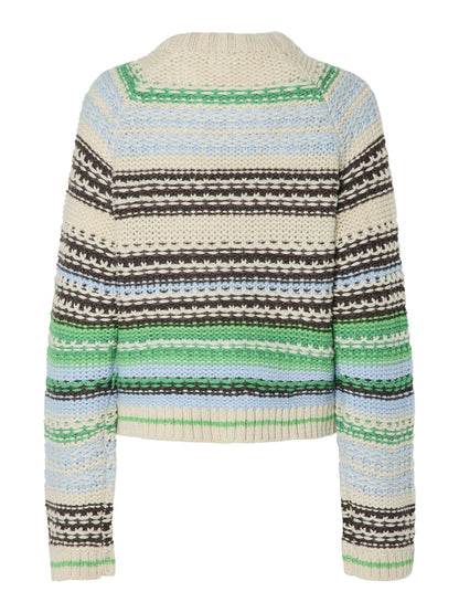 YASBIBI KNIT PULLOVER - BROW/GREEN MULTI