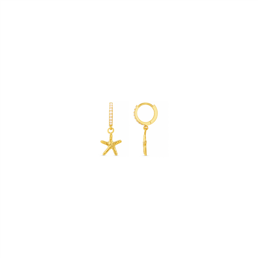 Starfish & Pearl Micro Hoops
