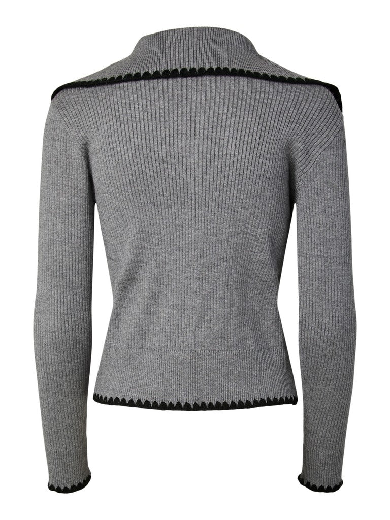 YASSONIA LS KNIT CARDIGAN S. - MEDIUM GREY MELANGE