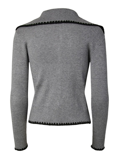 YASSONIA LS KNIT CARDIGAN S. - MEDIUM GREY MELANGE