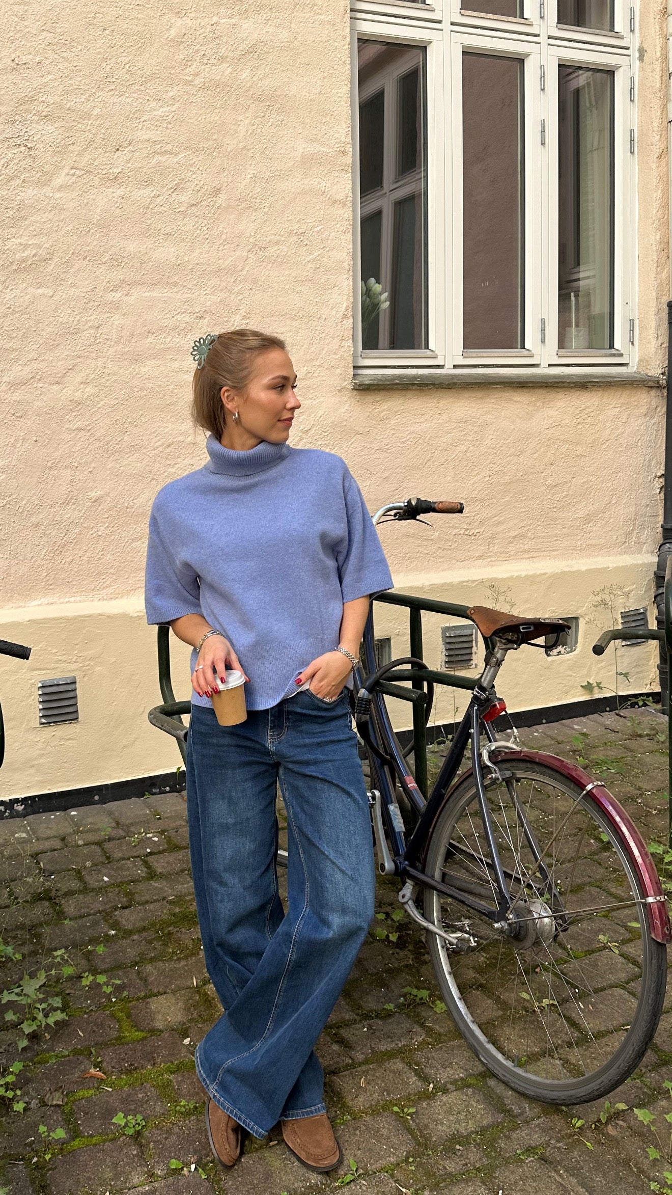 YASEMILIA 2/4 ROLL NECK KNIT PULLOVER - VISTA BLUE