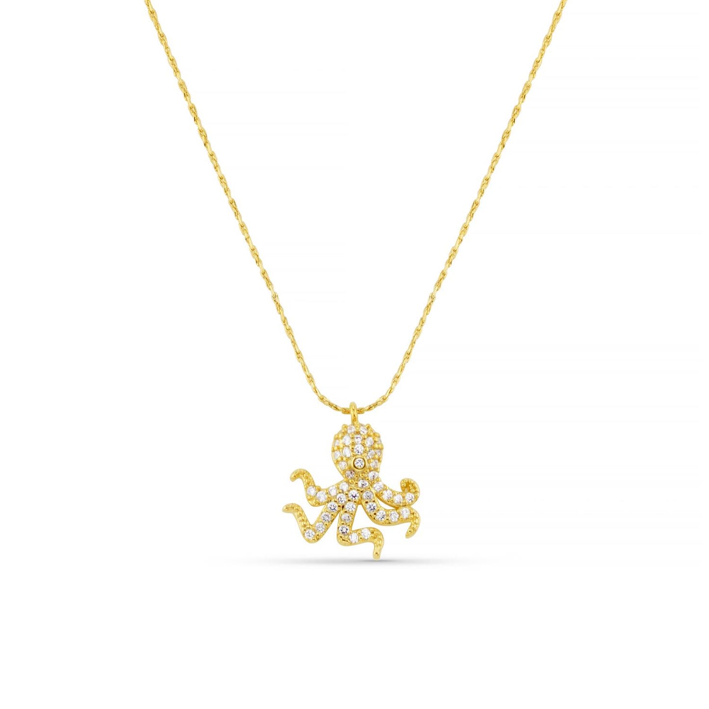 Pave Octepus Charm Necklace