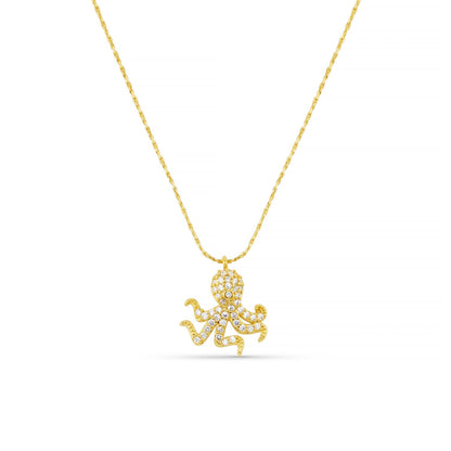 Pave Octepus Charm Necklace
