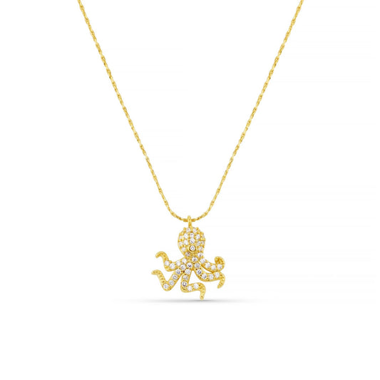 Pave Octepus Charm Necklace