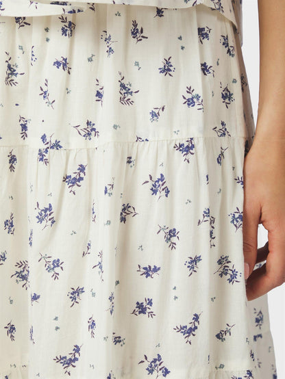 Asta Small Blossom Skirt - White Blue