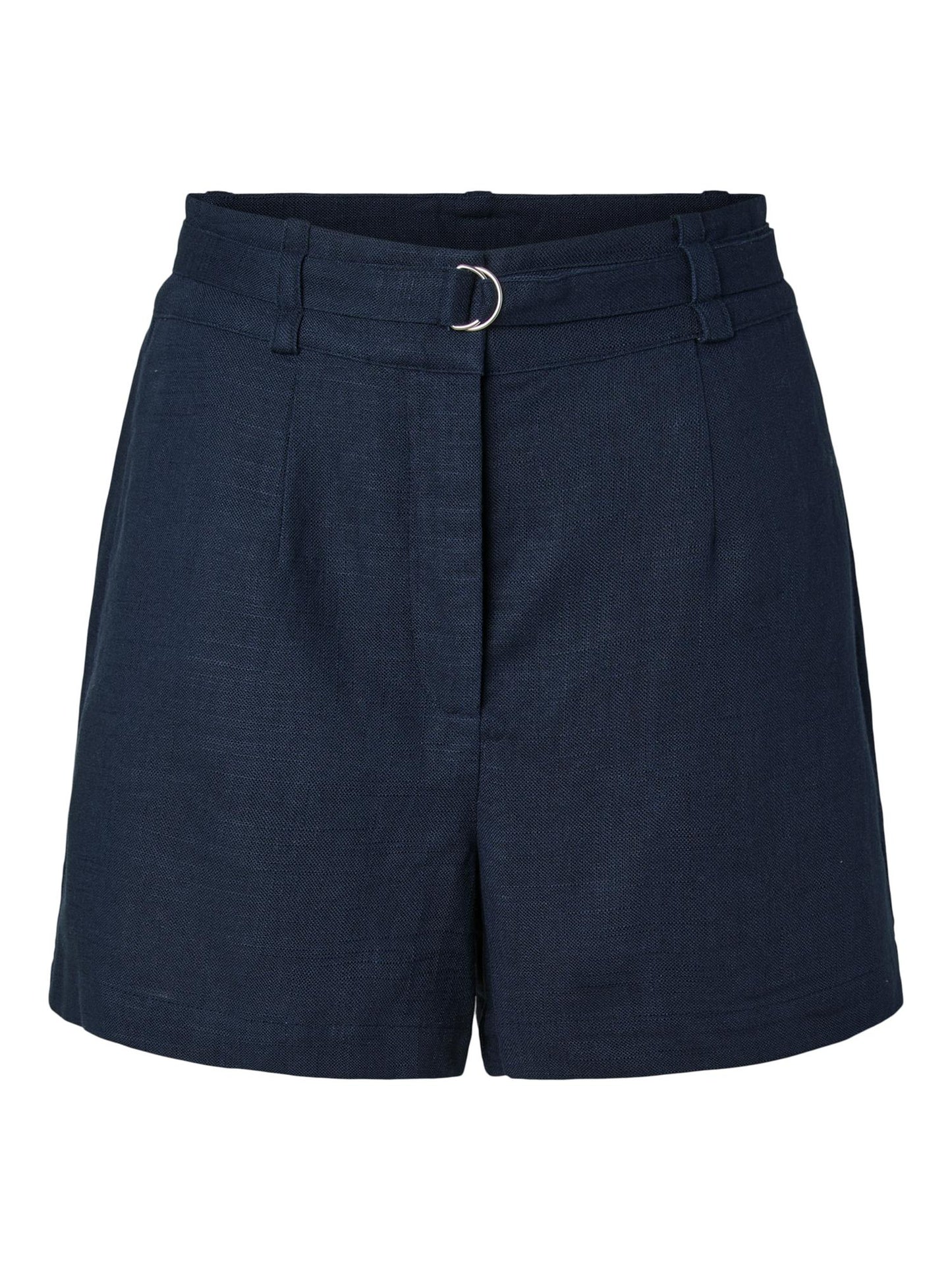 YASAGANIA HW LINEN BLEND SHORTS - NAVY BLAZER