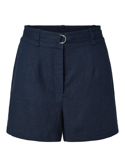 YASAGANIA HW LINEN BLEND SHORTS - NAVY BLAZER