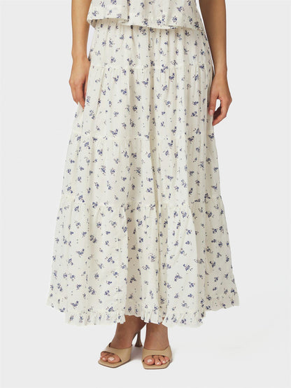 Asta Small Blossom Skirt - White Blue