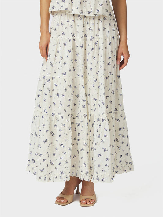Asta Small Blossom Skirt - White Blue