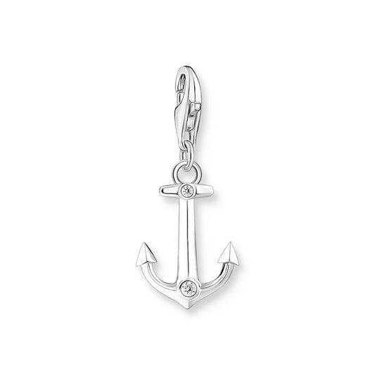 Silver Charm Pendant Anchor With Zirconia