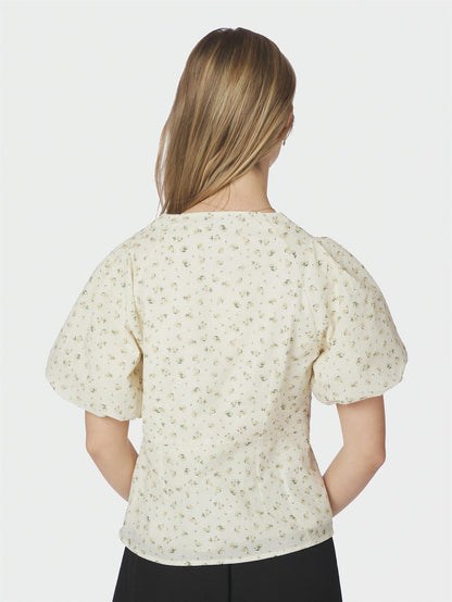 Irina small rose flower blouse - light yellow