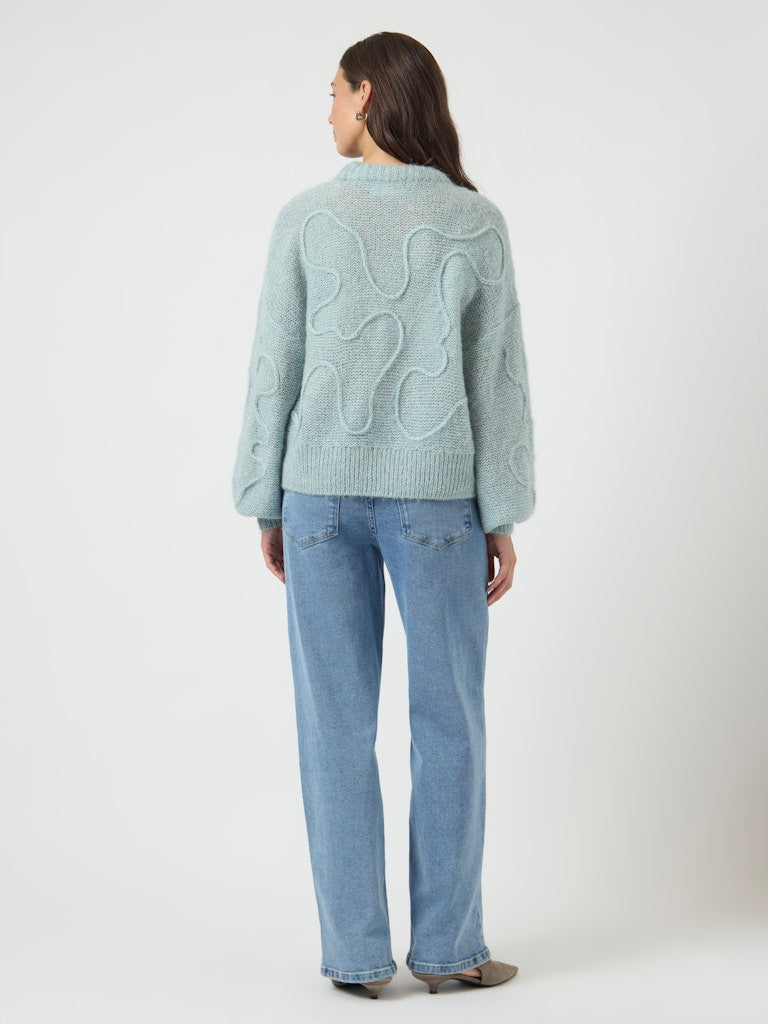 YASBRIDA LS WOOL BLEND KNIT PULLOVER - SILVER BLUE