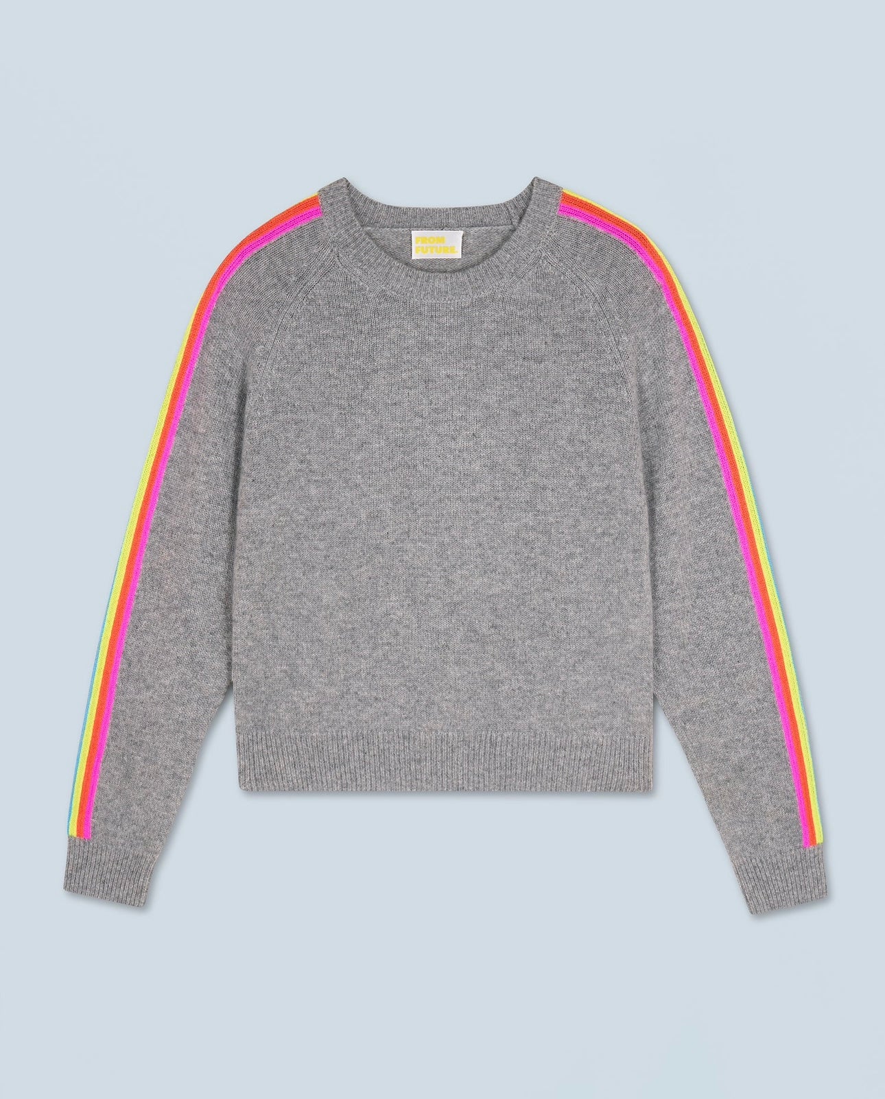 Crewneck Sweater Multicolor Stripes - Dark Heather Grey