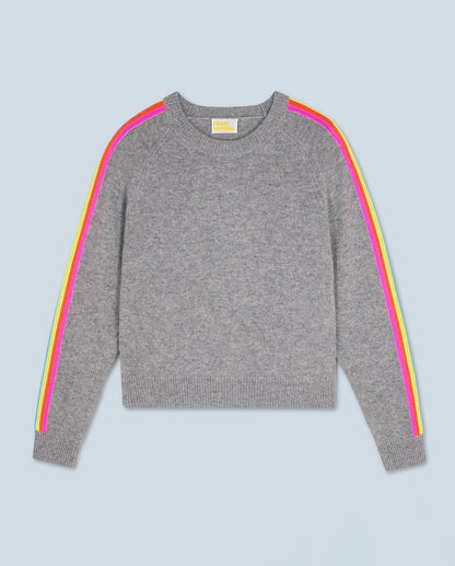 Crewneck Sweater Multicolor Stripes - Dark Heather Grey