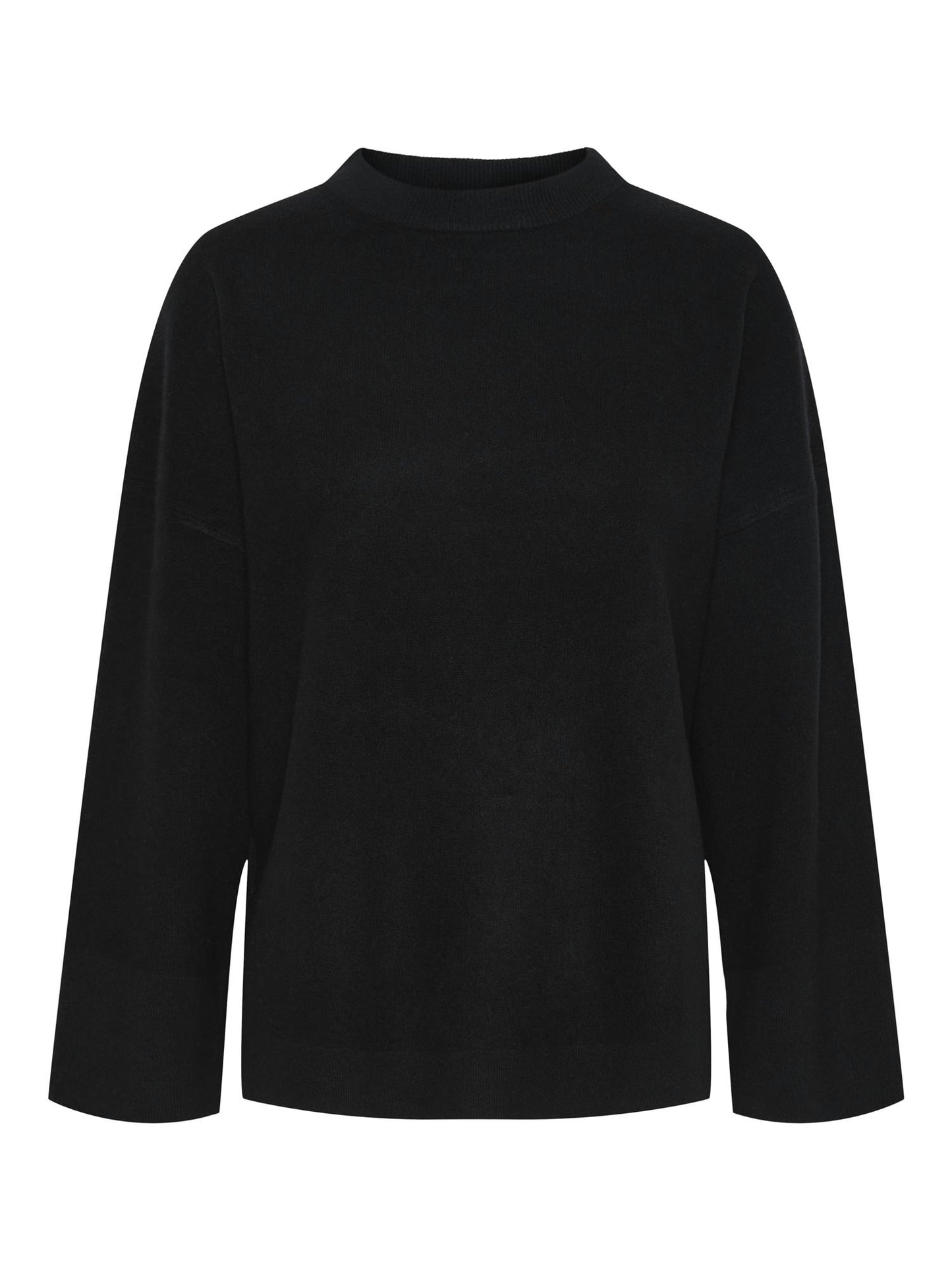 YASEMILIE O-NECK KNIT PULLOVER - BLACK