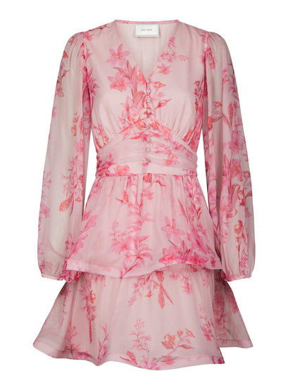 Rivana Print Chiffon Dress - Pink