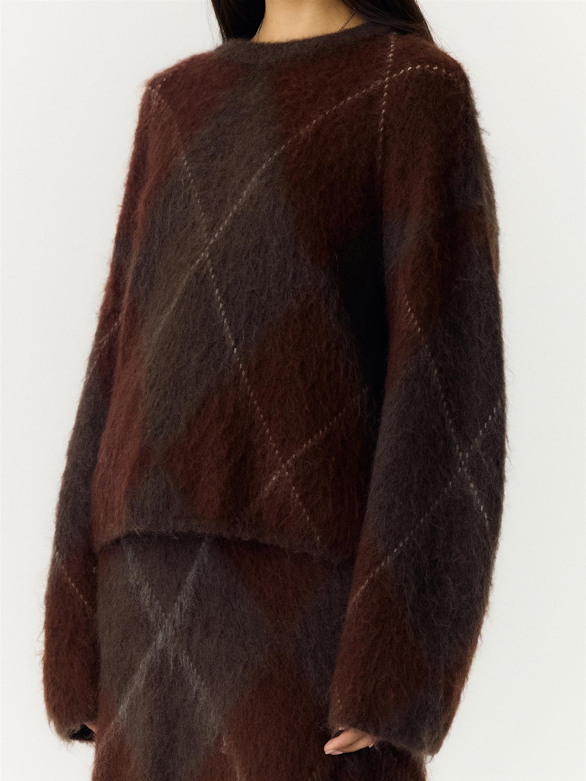 YASARGY LS MOHAIR BLEND KNIT PULLOVER - COFFE BEAN