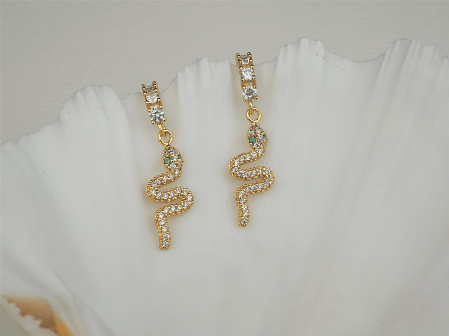 Crystal Snake Hoops