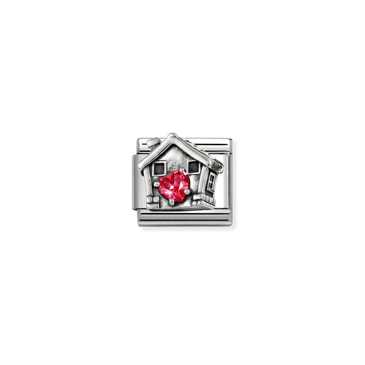 LINK, RED HOUSE RED HEART OXIDIZED SILVER