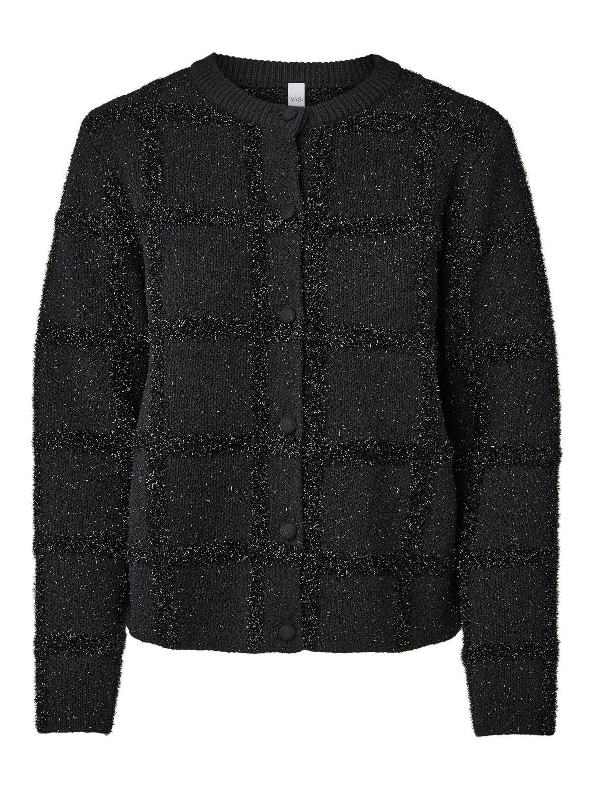 YASCASTI LS LUREX KNIT CARDIGAN - BLACK