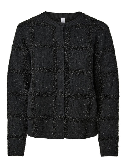 YASCASTI LS LUREX KNIT CARDIGAN - BLACK