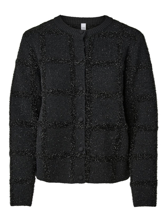 YASCASTI LS LUREX KNIT CARDIGAN - BLACK