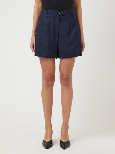 YASAGANIA HW LINEN BLEND SHORTS - NAVY BLAZER