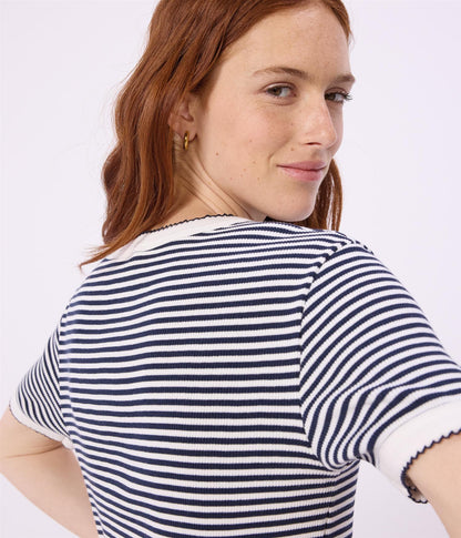 Tee-Shirt Ribbed Stripe - White / Navy