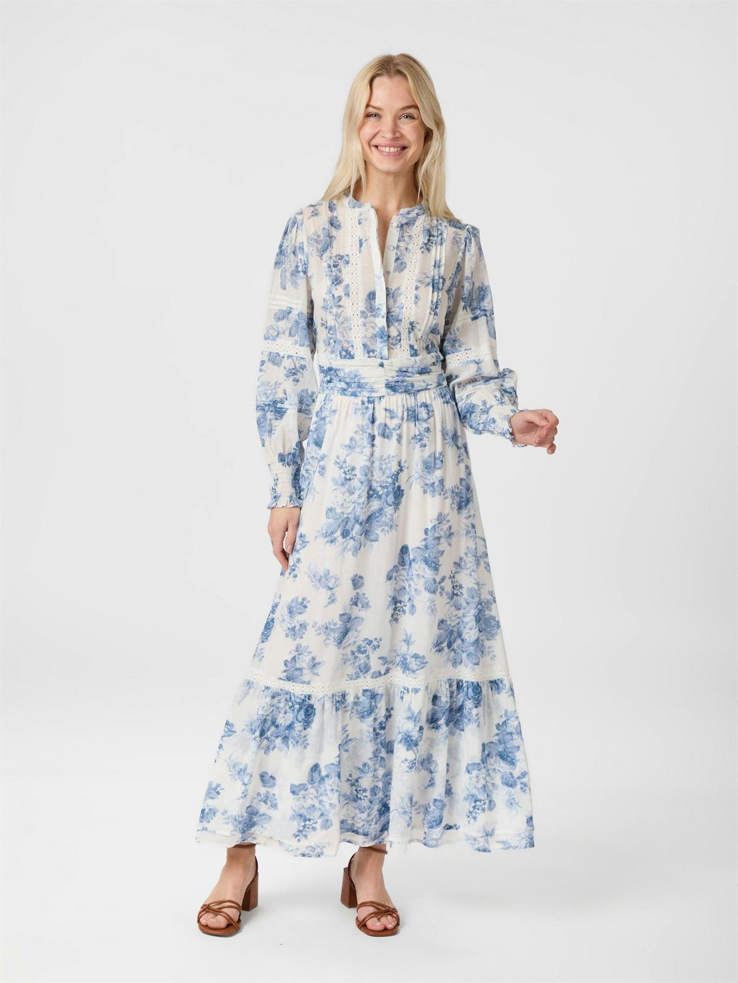Colombia Flower Flow Dress -  Light Blue