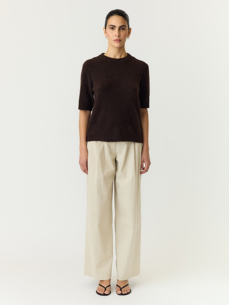 YASJOHI SS WOOL BLEND PULLOVER - COFFEE BEAN