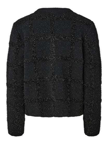 YASCASTI LS LUREX KNIT CARDIGAN - BLACK