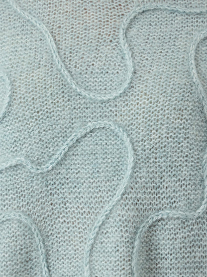 YASBRIDA LS WOOL BLEND KNIT PULLOVER - SILVER BLUE