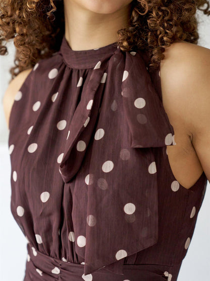 Marli Big Dot Dress - Brown