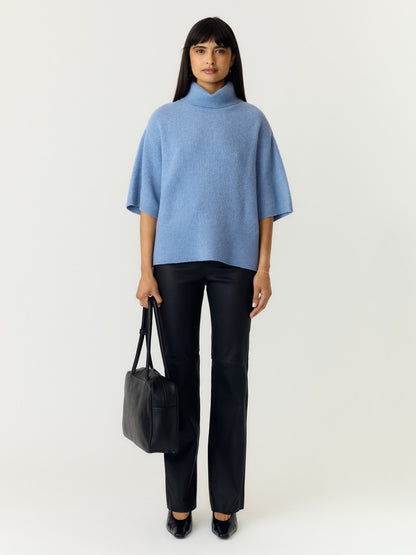 YASEMILIA 2/4 ROLL NECK KNIT PULLOVER - WINDWARD BLUE