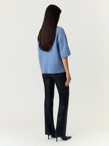 YASEMILIA 2/4 ROLL NECK KNIT PULLOVER - WINDWARD BLUE