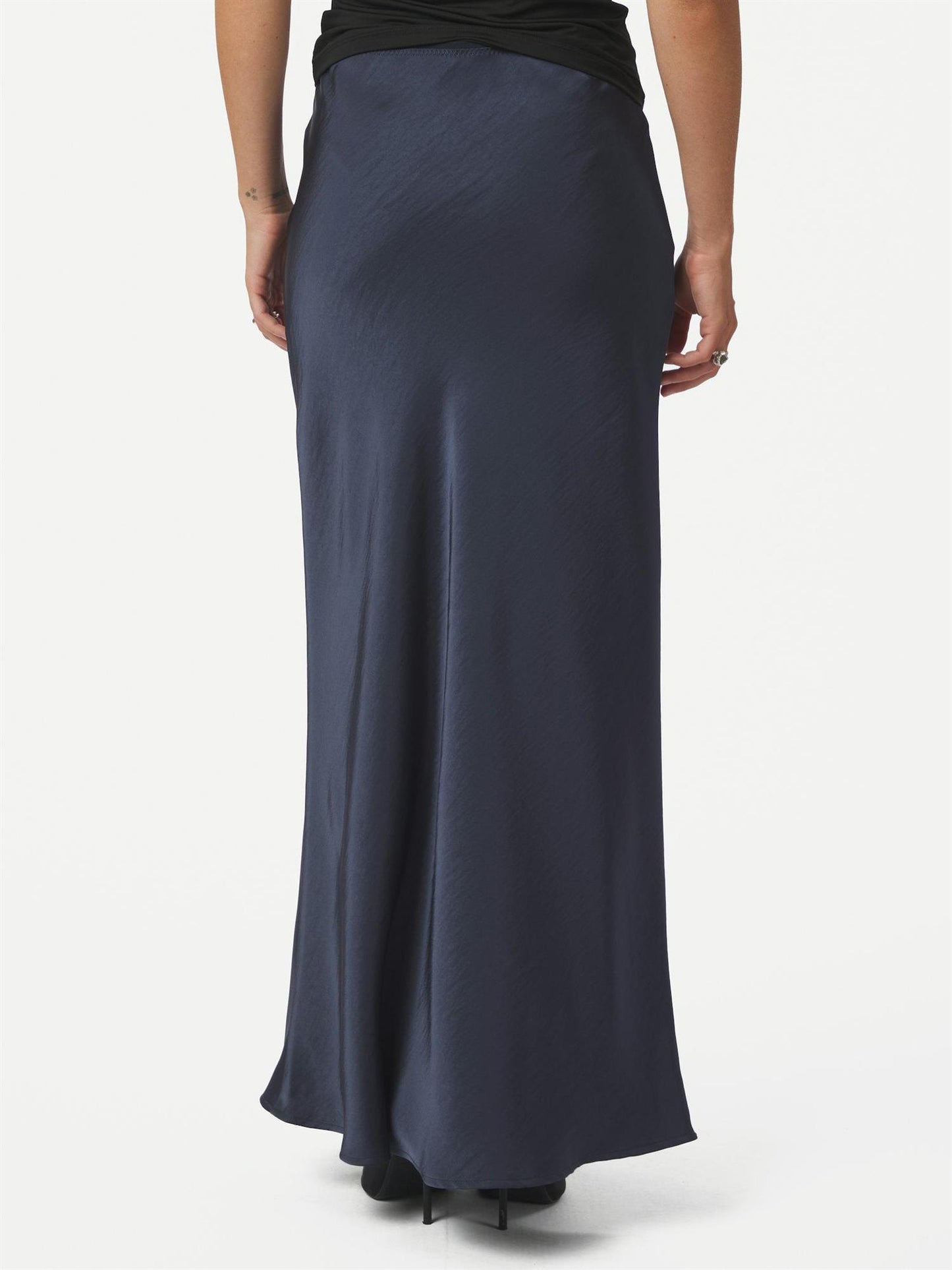 Vicky Heavy Sateen Skirt - Midnight blue