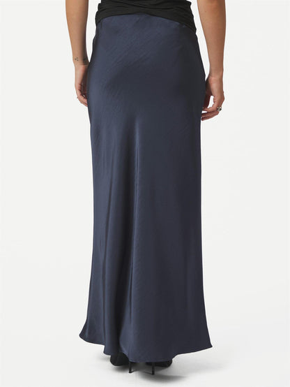 Vicky Heavy Sateen Skirt - Midnight blue