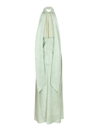 Fiona Pattern Satin Dress - Light Green