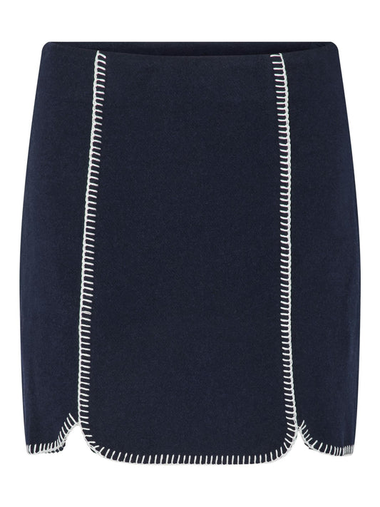 YASVICCO WOOL BLEND SKIRT - NAVY